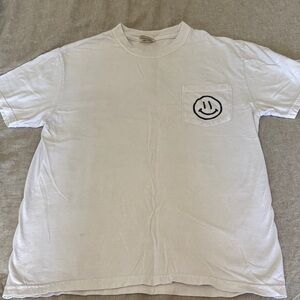 Comfort Colors White Tee with Smiley Pocket